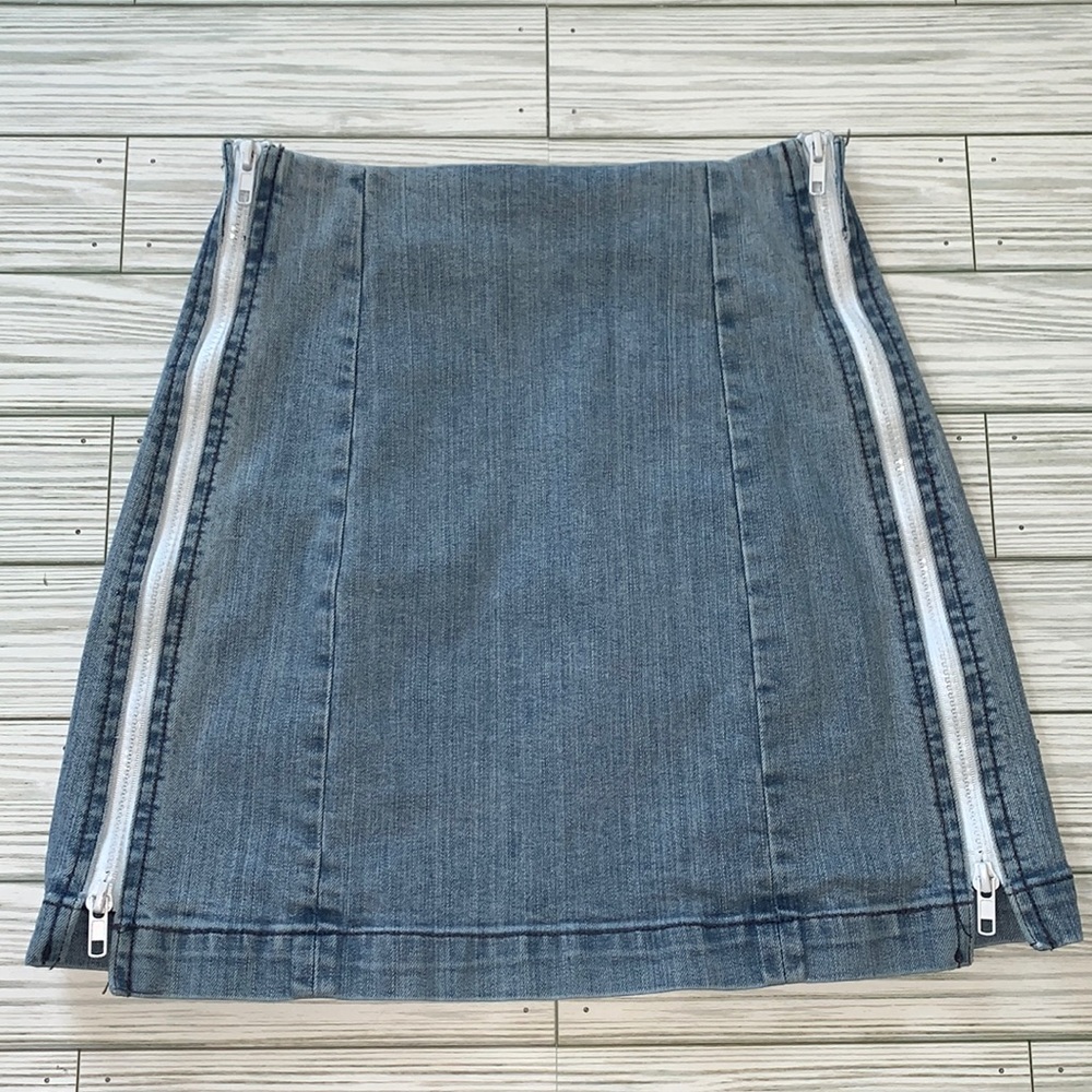CARMAR Denim Mini Zipper Skirt